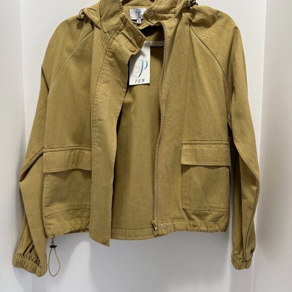 NWT _ PLM Hooded  Drawstring Utility Jacket; Color: Khaki; Size: S (Small) - Picture 1 of 4